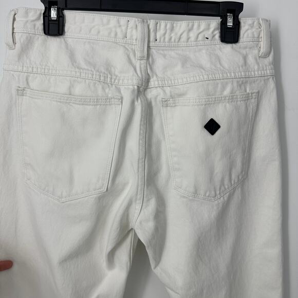 Abrand Men's jeans size 32x25.5 white chopped straight frayed hem stiff denim - Picture 4 of 10